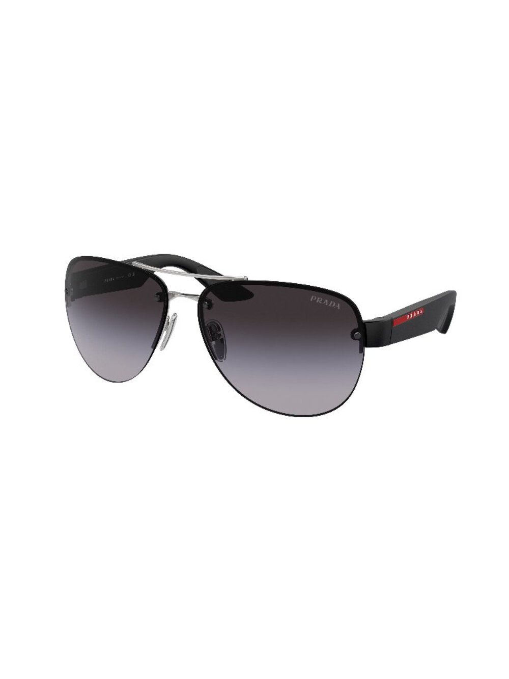 New Prada Linea Rossa Men's Sunglasses Silver Aviator Grey Lens Metal Frame PS
